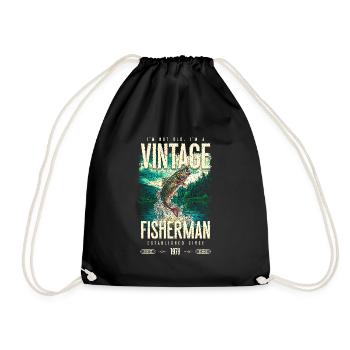 Vintage Trout Fisherman Fishing Birthday 1979 - Drawstring Bag - black - Front