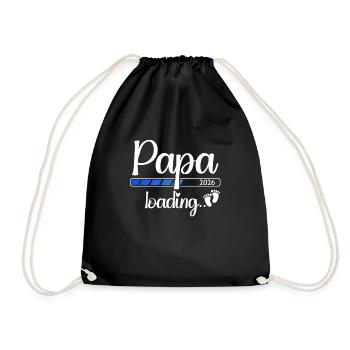 Papa 2026 Loading Werdender Papa 2026 - Turnbeutel - Schwarz - Vorne