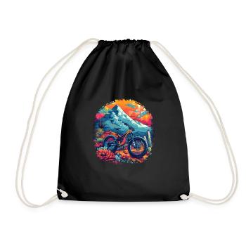 Mountain Bike Retrowave - Drawstring Bag - black - Front