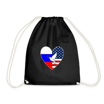 USA Russland Flagge Herz Friedenstaube Ukraine - Turnbeutel - Schwarz - Vorne