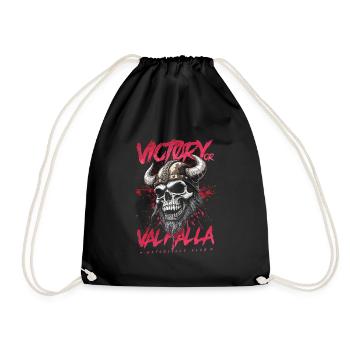Motorcycle Norse Viking Victory Or Valhalla - Drawstring Bag - black - Front