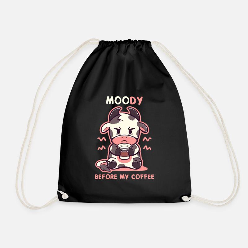 MOOdy Before my Coffee - Drawstring Bag - black