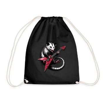 Opossum jouant de la guitare électrique - Sac de sport léger - noir - Devant