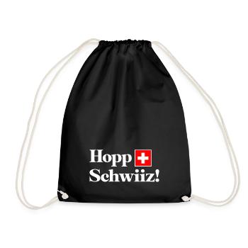 Hopp Schwiiz! Schweiz, Suisse, Svizzera, Svizra w - Turnbeutel - Schwarz - Vorne