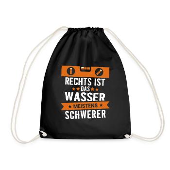 Maurer Wasserwaage Geschenk - Turnbeutel - Schwarz - Vorne