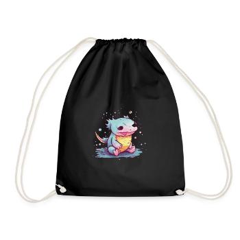 Süßer Anime -Stil Axolotl Kawaii - Turnbeutel - Schwarz - Vorne
