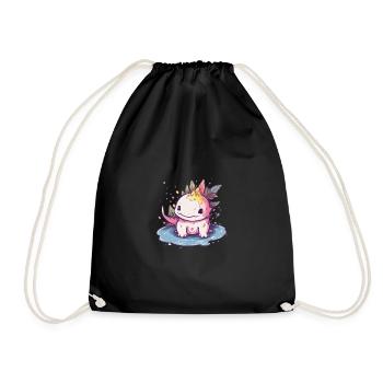 Süßer Anime -Stil Axolotl Kawaii - Turnbeutel - Schwarz - Vorne