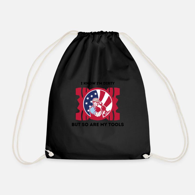 Mechanic funny sayings - Drawstring Bag - black