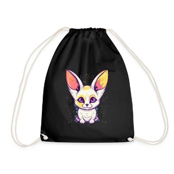Süßer Anime -Stil Fox Kawaii - Turnbeutel - Schwarz - Vorne