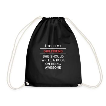 Girlfriend to write book about genius - Drawstring Bag - black - Front