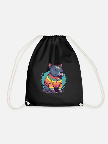 Cute Anime Style Malayan Kawaii - Drawstring Bag - black