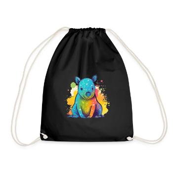 Süßer Anime -Stil Malayan Kawaii - Turnbeutel - Schwarz - Vorne