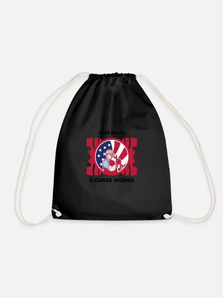 Mechanic funny sayings - Drawstring Bag - black