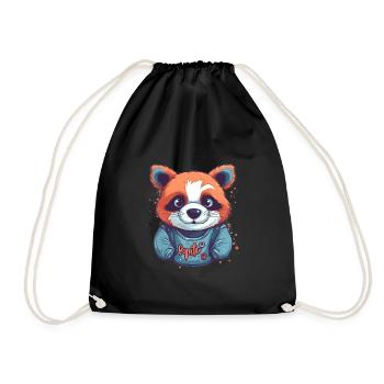 Mignon Anime Style Panda roux Kawaii - Sac de sport léger - noir - Devant