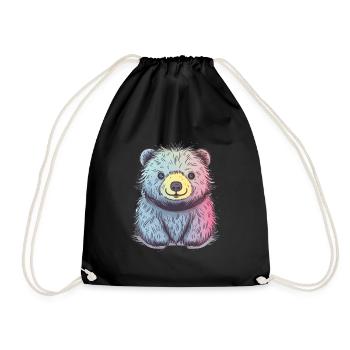 Mignon Anime Style paresseux ours Kawaii - Sac de sport léger - noir - Devant