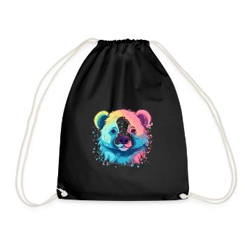 Mignon Anime Style paresseux ours Kawaii - Sac de sport léger - noir - Devant