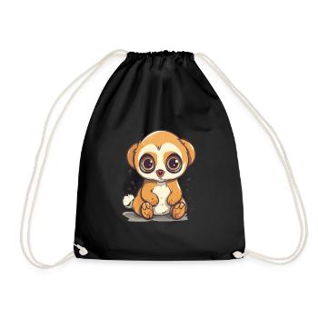 Netter Anime -Stil Langsam Loris Kawaii - Turnbeutel - Schwarz - Vorne