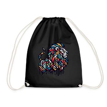 Lion à motifs géométriques - Sac de sport léger - noir - Devant