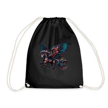 Mythical Horse with Wings An Animal Horse - Drawstring Bag - black - Front