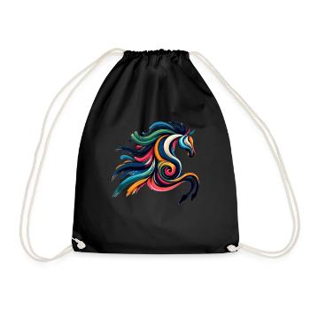 Abstract horse horse - Drawstring Bag - black - Front