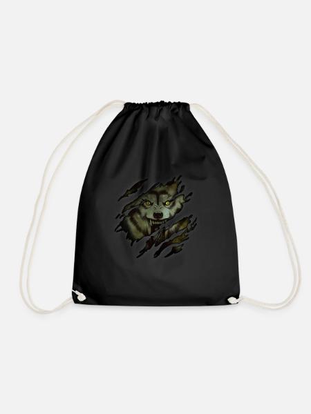 Wolf in me - Drawstring Bag - black