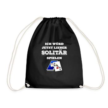 Solitär - Solitär spielen - Geschenk - Turnbeutel - Schwarz - Vorne