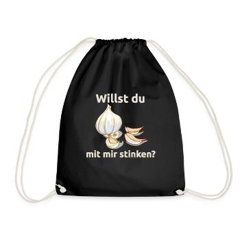 Knoblauch Knobi stinken Liebe Geschenk - Turnbeutel - Schwarz - Vorne
