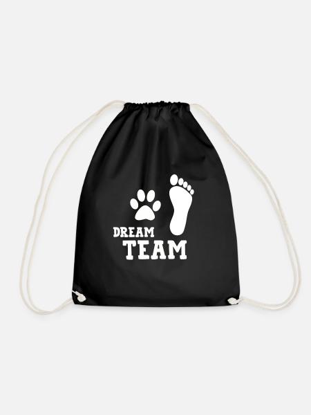 Dream Team Funny Dog Shirt - Drawstring Bag - black