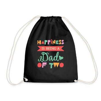 Luck is to be a dad of two children - Drawstring Bag - black - Front