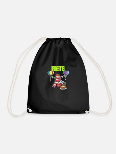 Feuerwehr Fiete Geschenk - Turnbeutel - Schwarz