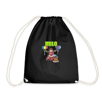 Feuerwehr Milo Geschenk - Turnbeutel - Schwarz - Vorne