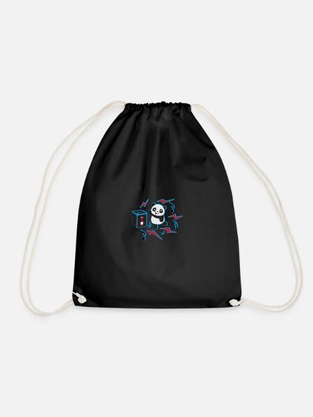 dancing panda - Drawstring Bag - black