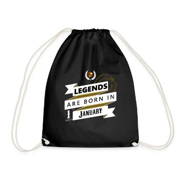 Legenden sind im Januar geboren Legends born - Turnbeutel - Schwarz - Vorne