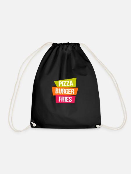 Pizza Burger Pommes - Turnbeutel - Schwarz