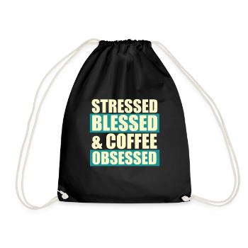 Stressed blessed - Drawstring Bag - black - Front