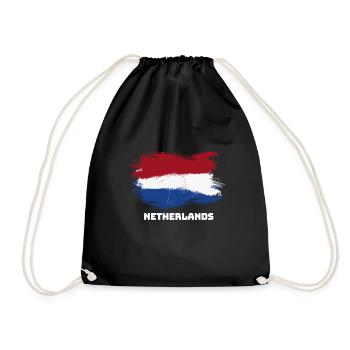 Netherlands Holland flag flag - Drawstring Bag - black - Front