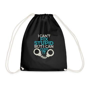 Stupidity Stop - Police - Handcuffs - Drawstring Bag - black - Front