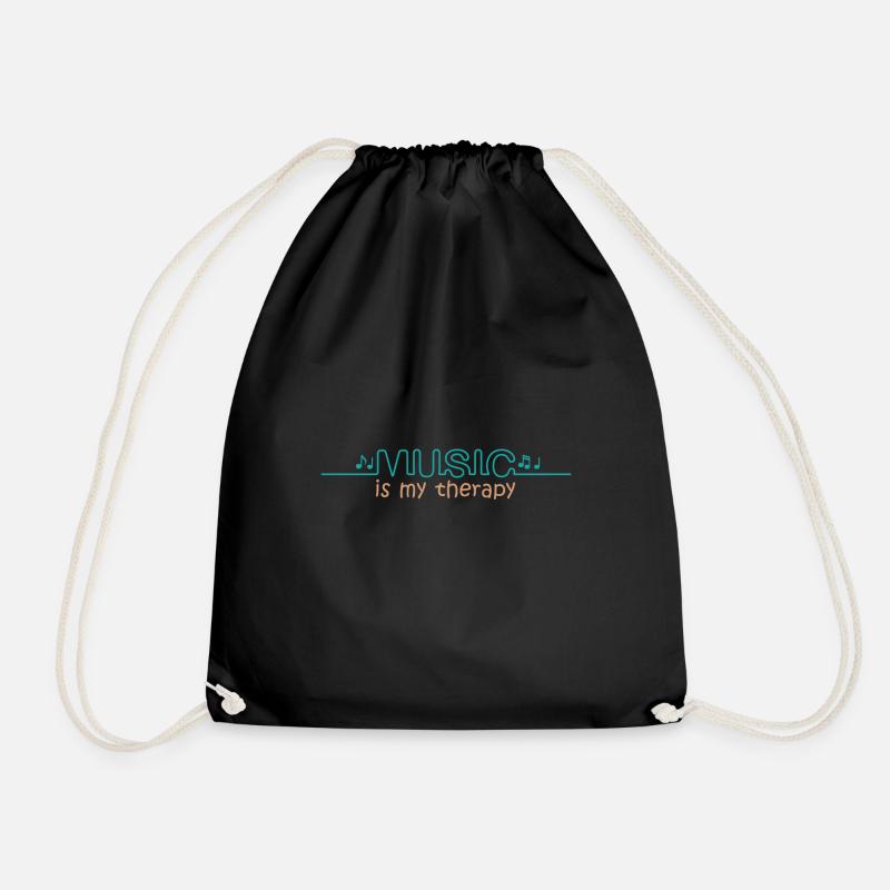 music is my therapy - Music is my therapy - Drawstring Bag - black