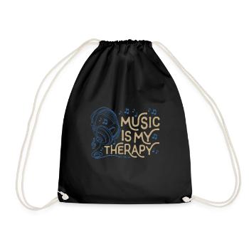 Die Musik ist meine Therapy Leben - Turnbeutel - Schwarz - Vorne