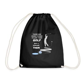Golf Sport Shirt - mit lustigem Spruch Golfer - Turnbeutel - Schwarz - Vorne