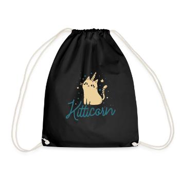 Kitticorn - Cat - Horn - chaton - Unicorn - Sac de sport léger - noir - Devant