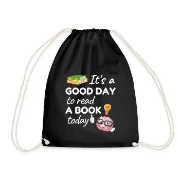 Its a good day to read a book today - Bücherwurm - Turnbeutel - Schwarz - Vorne