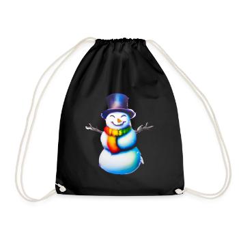 Colorful snowman in the glow of lights - Drawstring Bag - black - Front