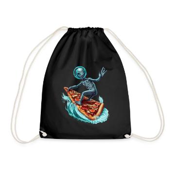 Pizza Surfer Alien - Turnbeutel - Schwarz - Vorne