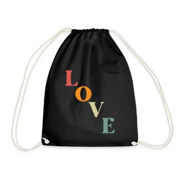 LOVE Love Simple Positive Vintage Design - Drawstring Bag - black - Front