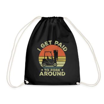 I Get Paid To Fork Around - Drawstring Bag - black - Front
