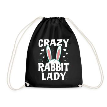 Crazy Rabbit Lady - Rabbit Rabbit Owner Fan - Drawstring Bag - black - Front