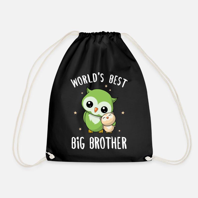 World's Best Big Brother - Großer Bruder Eulen - Turnbeutel - Schwarz