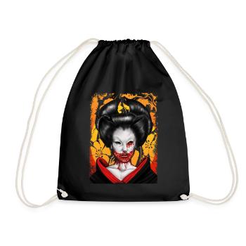 Zombie geisha horror man woman scary blood - Drawstring Bag - black - Front