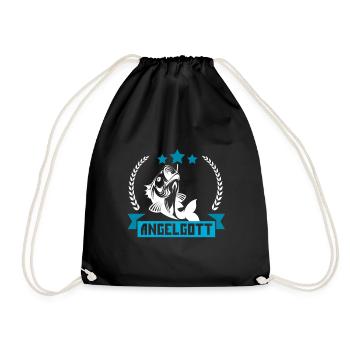 Angelgott Angeln Fisch Fische See Geschenk Idee - Turnbeutel - Schwarz - Vorne